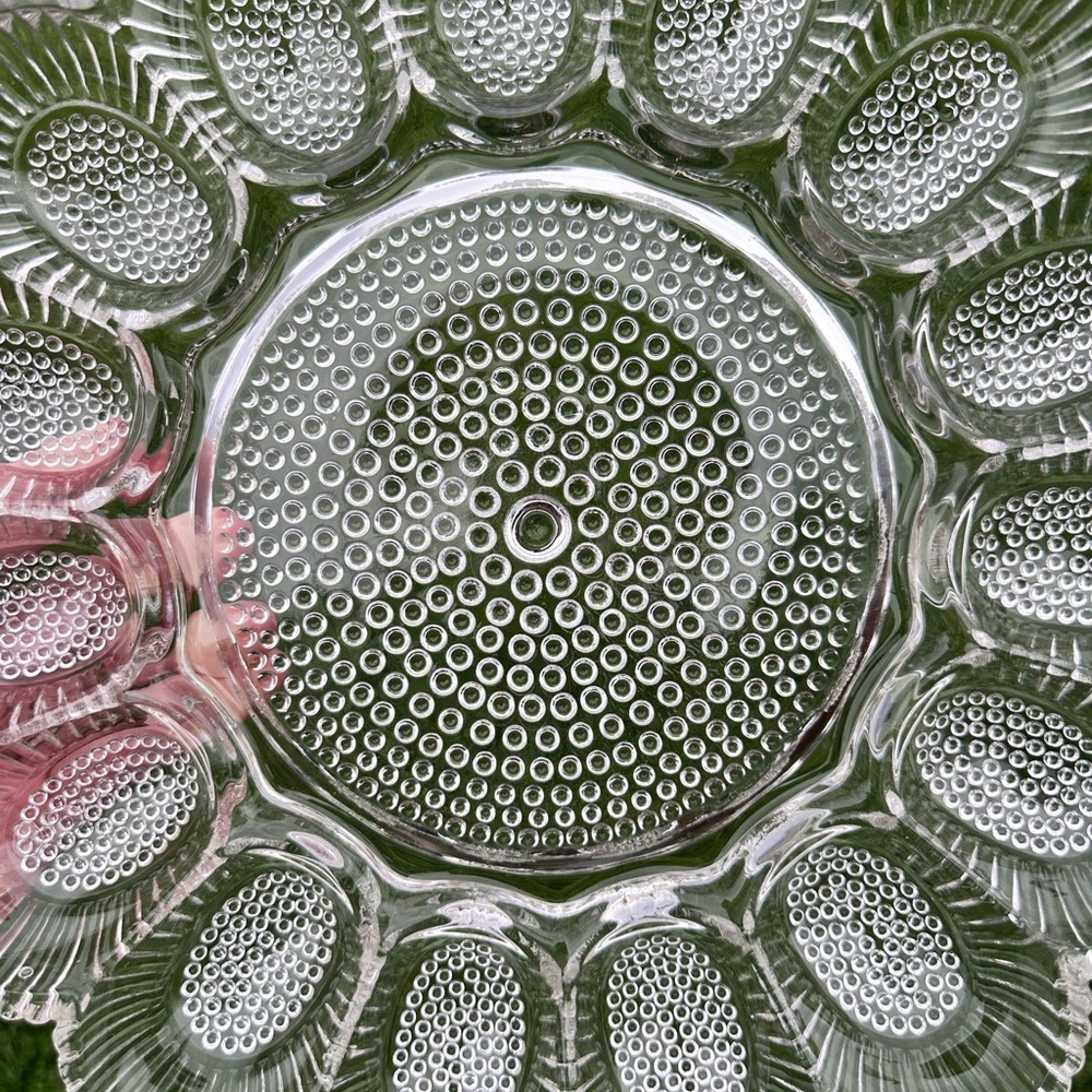 Vintage Indiana Glass Co. Hobnail Egg Platter - Picture 5 of 6